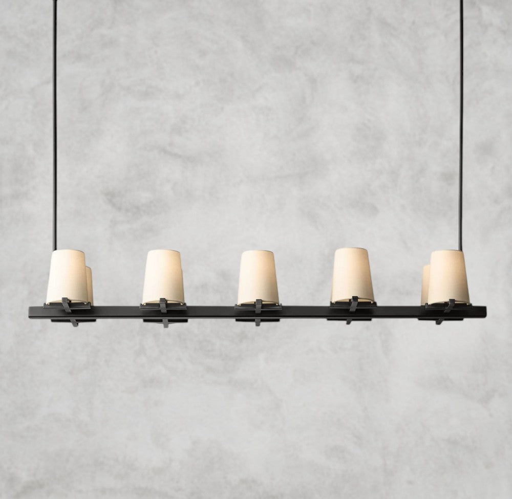 Pauillac Fabric Shade Linear Chandelier 49", 60"
